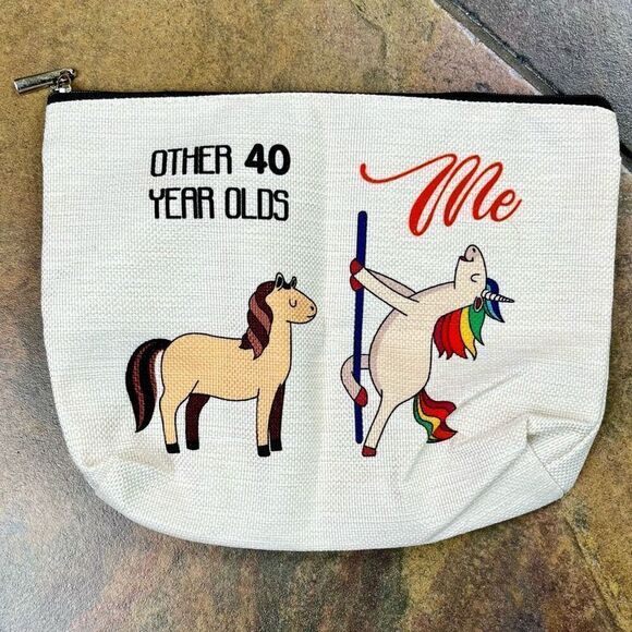 40th Birthday Unicorn Horse Funny Makeup Bag - Picture 2 of 6